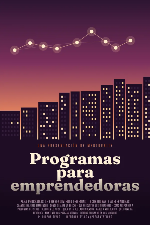 Póster de estilo cinematográfico de la presentación Programas para emprendedoras