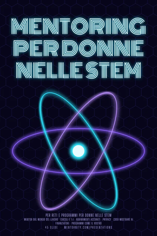 Locandina in stile film della presentazione Mentoring per donne nelle STEM