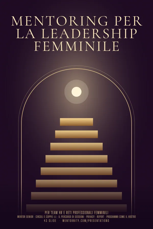 Locandina in stile film della presentazione Mentoring per la leadership femminile