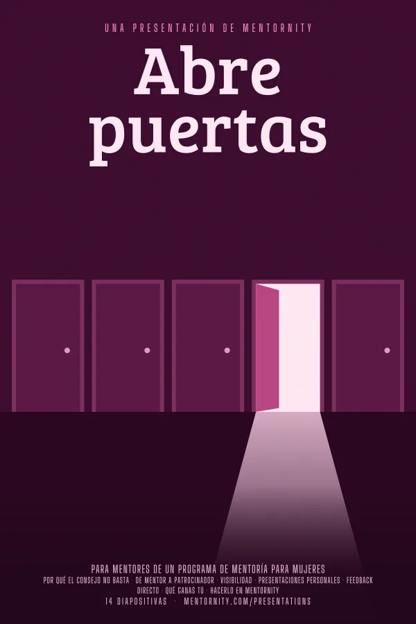 Póster de estilo cinematográfico de la presentación Abre puertas