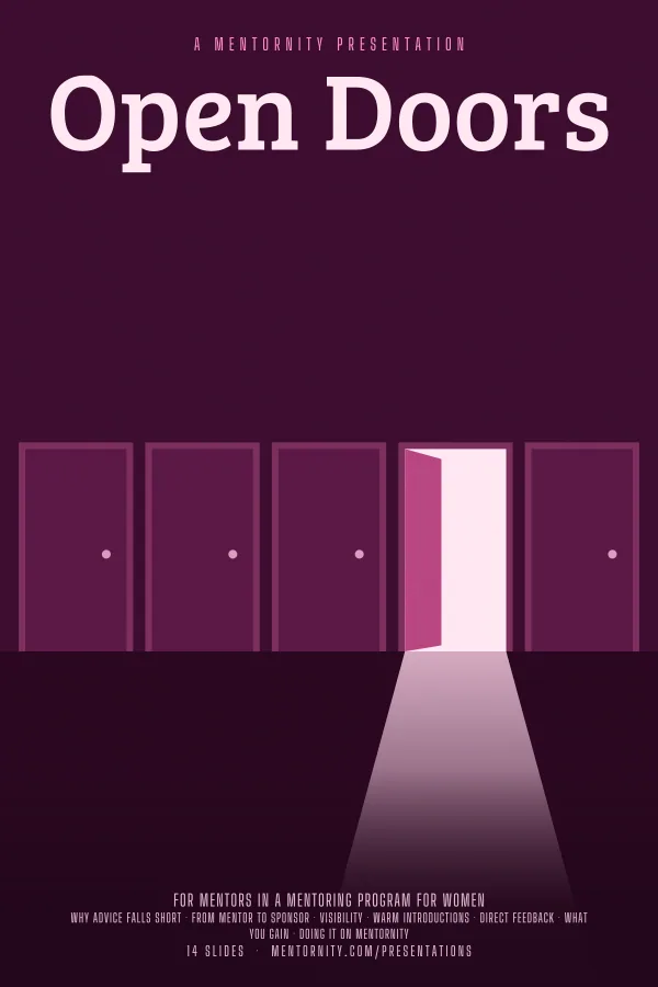 Film-style poster for the Open Doors presentation